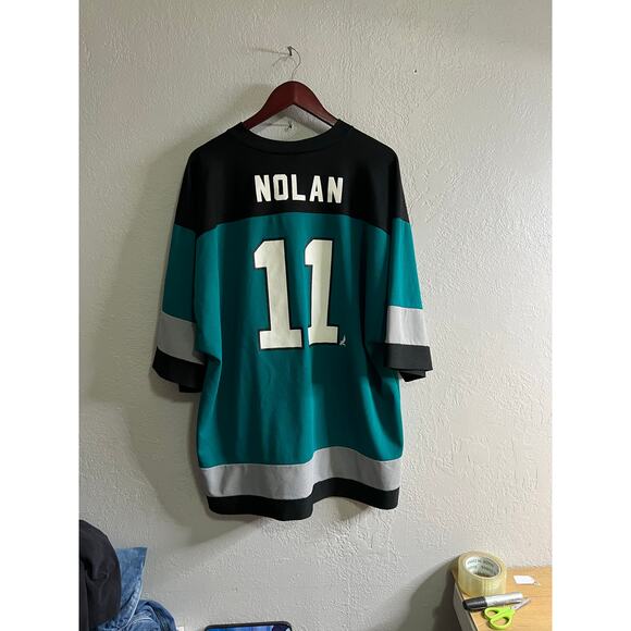 Vintage San Jose Sharks Shirt Mens XXL Nolan 11 Teal NHL Hockey Logo 7 USA - Picture 5 of 12